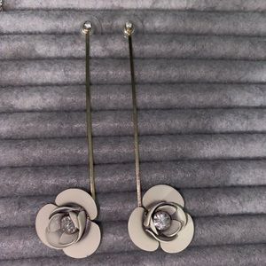 long dangle rose earrings